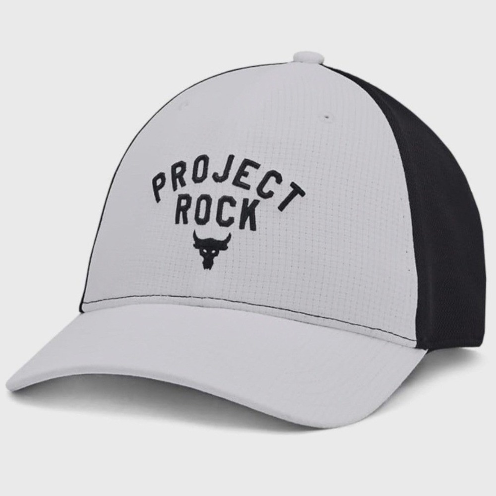 Under Armour Project Rock Baseball Cap Grey Black Mesh Snapback Adjustable A2